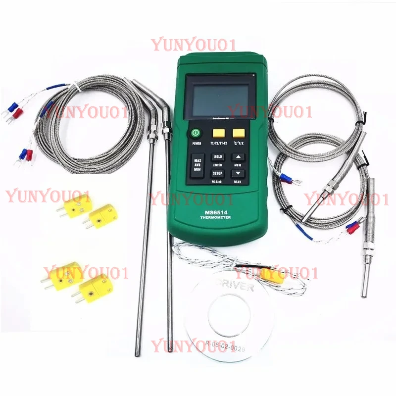 

MS6514 Dual Channel Digital Thermometer + 30mm 50mm 100mm 200mm K-type Thermocouple Temperature Sensor Probe 2 Meter