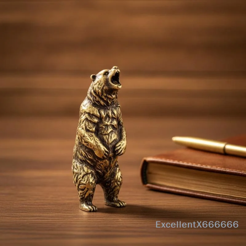 Solid Brass Handcrafted Roaring Bear Statue Vintage Rustic Ornament for Home Office Table Decor Unique Gift