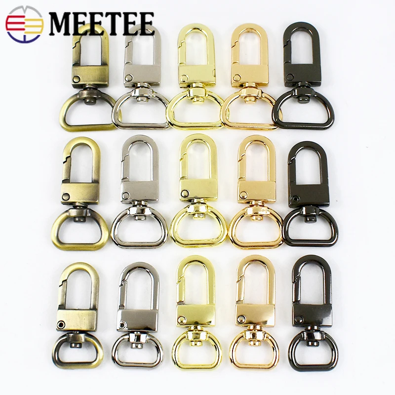 

10Pcs Meetee D Tail 13/16/19mm Metal Lobster Buckles Bag Strap Swivel Trigger Clasp Webbing Belt Snap Hook Hardware Accessories