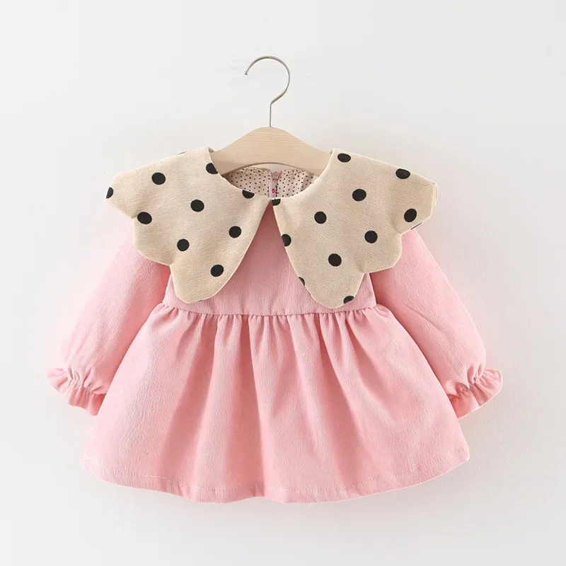 Baby Girl Dress Casual Long Sleeve Corduroy Dot Baby Princess Party Birthday Dress Baby Girl Clothes Infant Toddler Dress