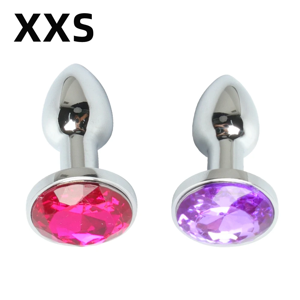 XXS Metal Anal Plug Sex Toys Mini Round Shaped Crystal Smooth Steel Small Butt Plug For Women Men Anus Masturbator Adult Product