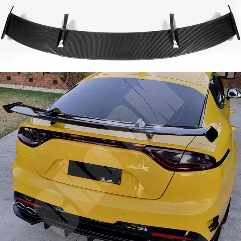 Use For KIA K8 Stinger Spoiler Real Glossy Carbon Fiber Rear Wing GT Style Sport Accessories Body Kit Stinger Rear Spoiler 14-24