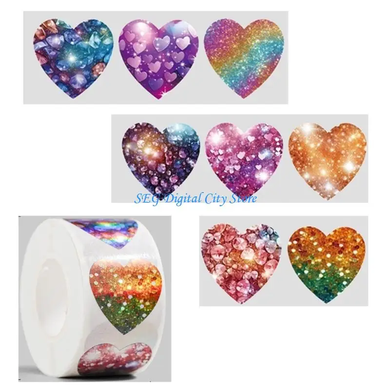 U75B Distinctive Heart Design Sticker 500pcs/Roll For Party Treats Learning Tasks
