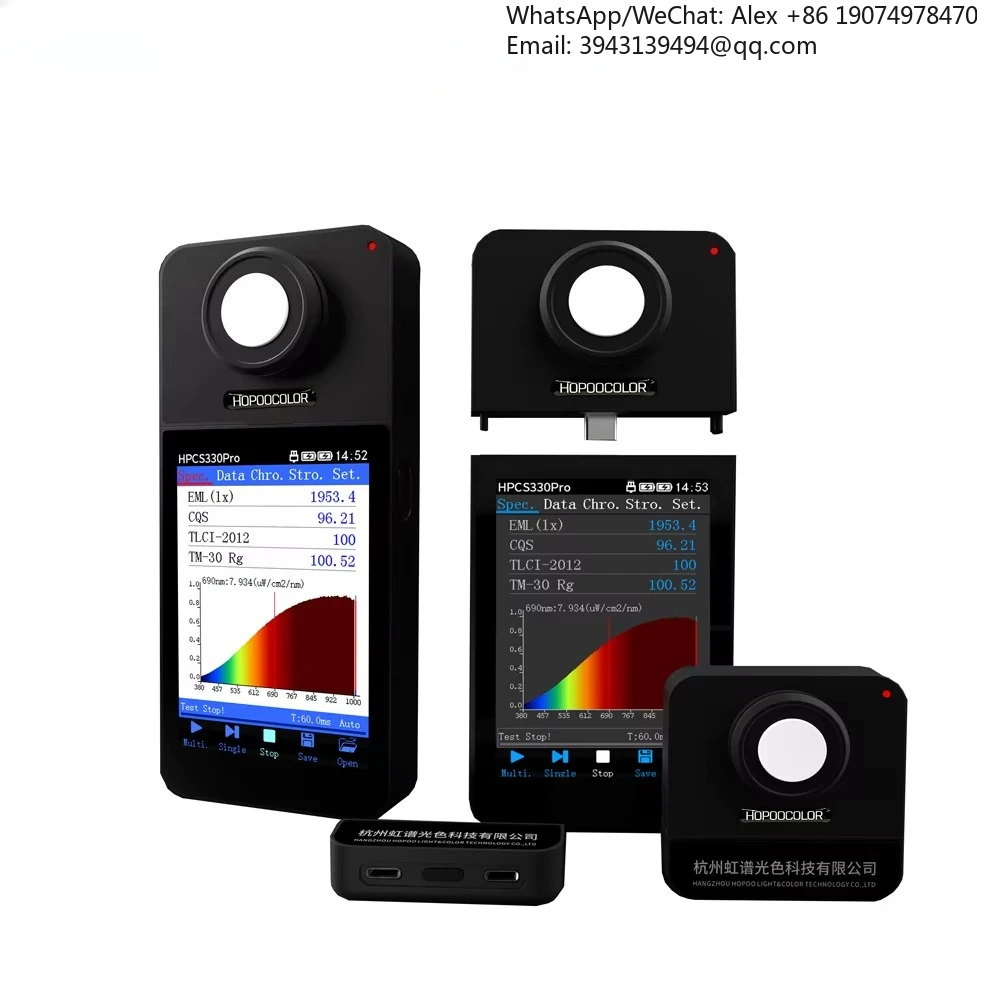 

Spectrometers Price HOPOOCOLOR HPCS330Pro 380-1000nm For Red Light Therapy MW/cm2 Tester