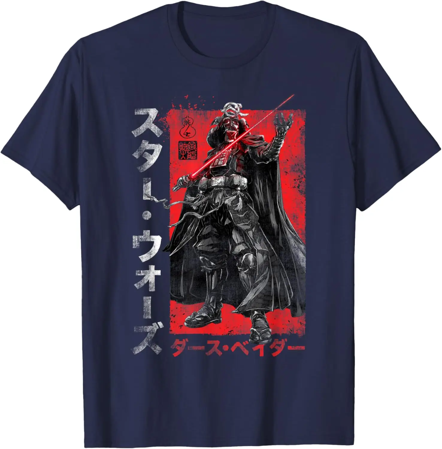 Star Wars Visions Samurai Vader Reach T-ShirtSummer Men 100% Cotton Casual High Street Oversized Loose Breathable T Shirts