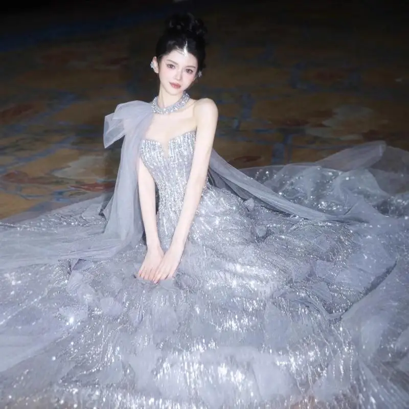 ライトラグジュアリー重工業風卒業式衣装、婚約、誕生日、成人式、結婚式用ドレス、カスタムメイド