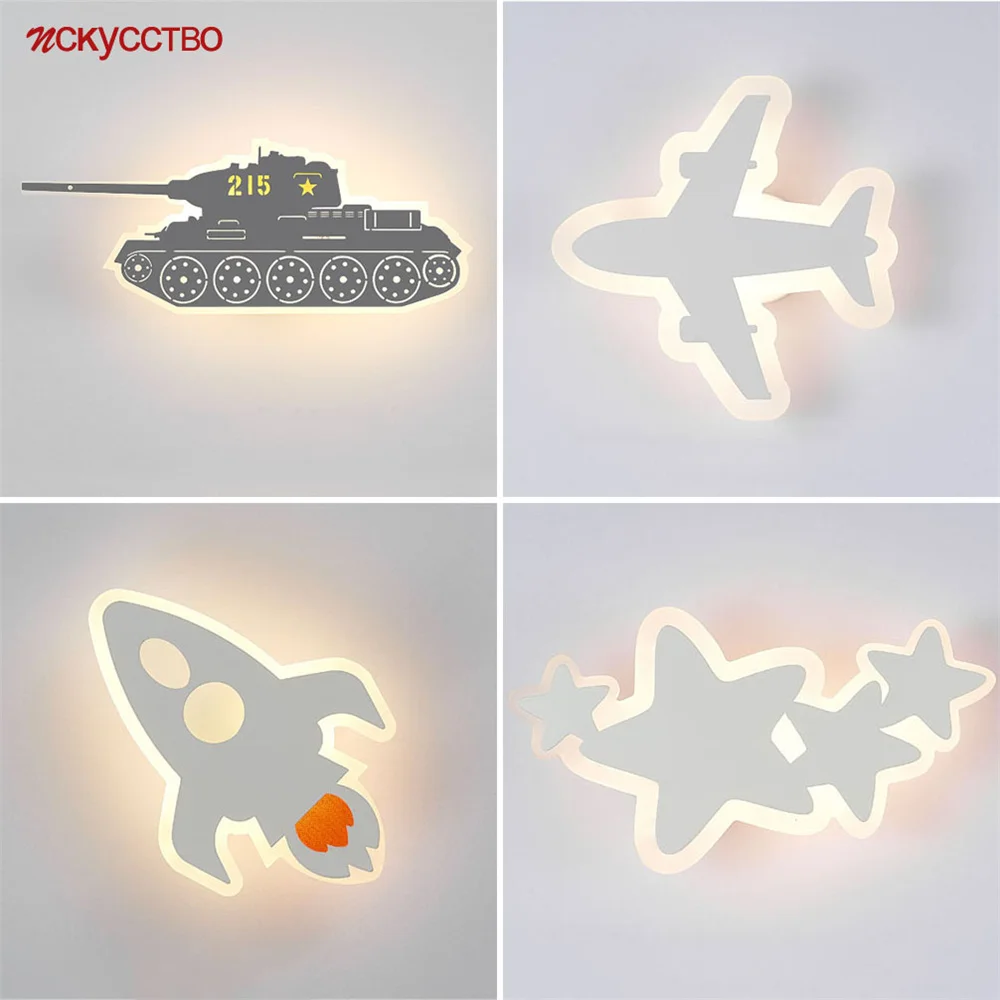 

Cartoon Cloud Rocket Tank Acrylic Kids Led Wall Lamp For Living Room Boys Bedroom Sleeping Night Light Corridor Sconce Fixtures