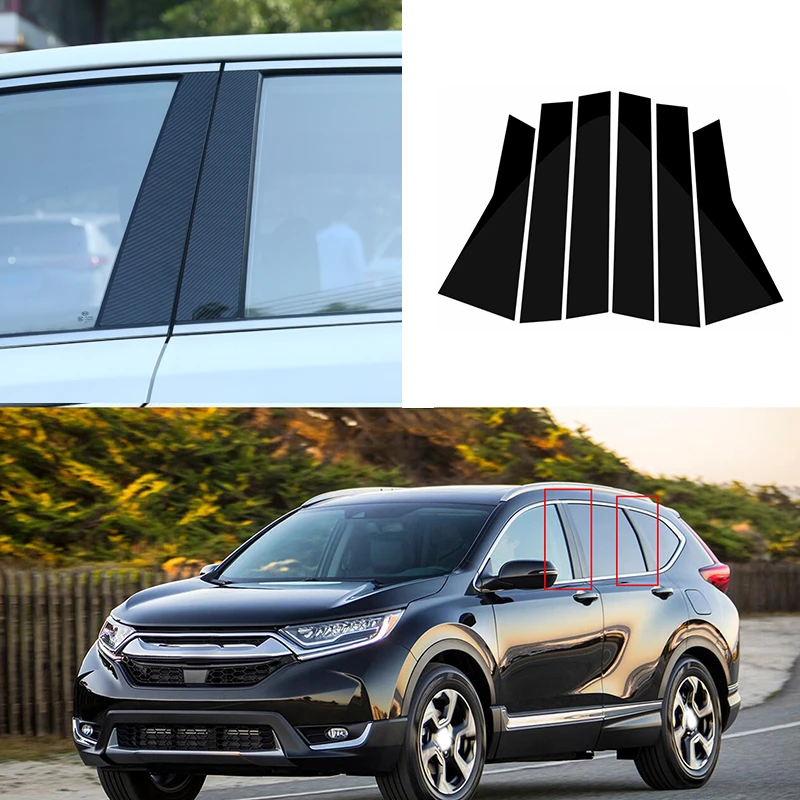

6Pcs Gloss Black Pillar Posts Door Side Decor Fit For HONDA CRV 2017 2018 2019 2020 2021 2022 Window Cover BC Colum Sticker