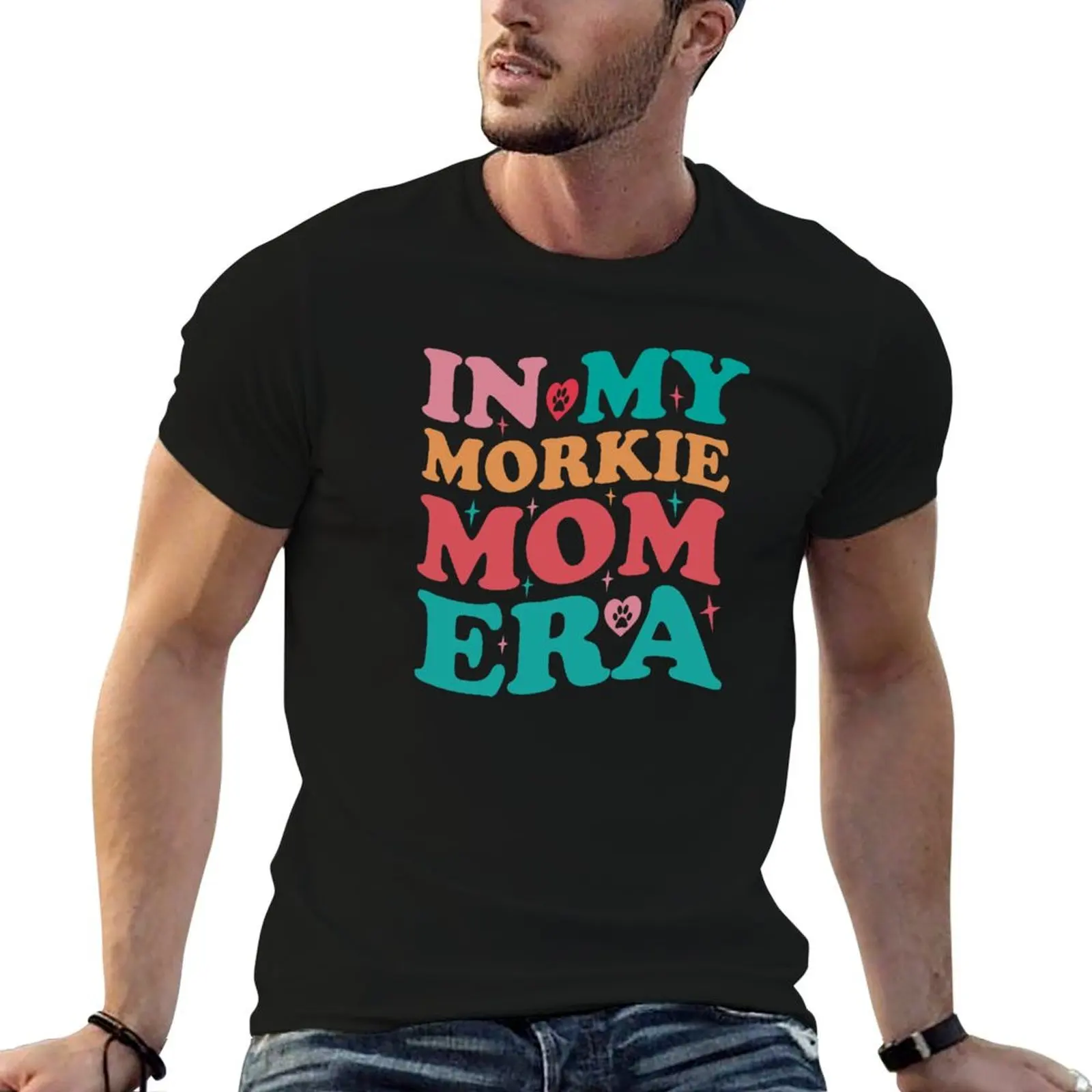 Camiseta In My Morkie Mom Era Groovy Retro Gift, camisetas para hombre, camiseta ajustada para hombre, camiseta de algodón pesado