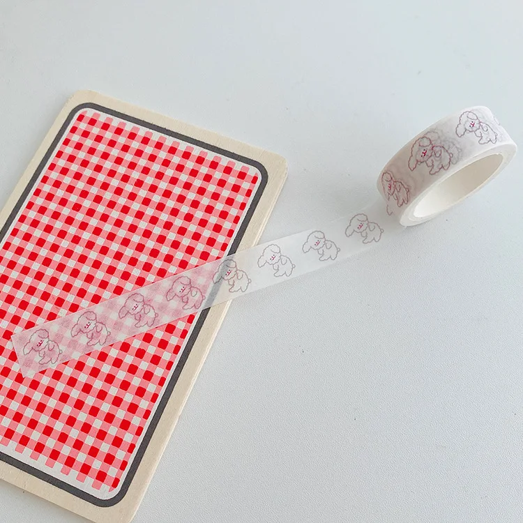 

Рулон 5 м: Минималистичная клейкая лента васи с алфавитом и мишками, корейский эстетический дизайн, съемная наклейка-лента для планировщиков и DIY-проектов