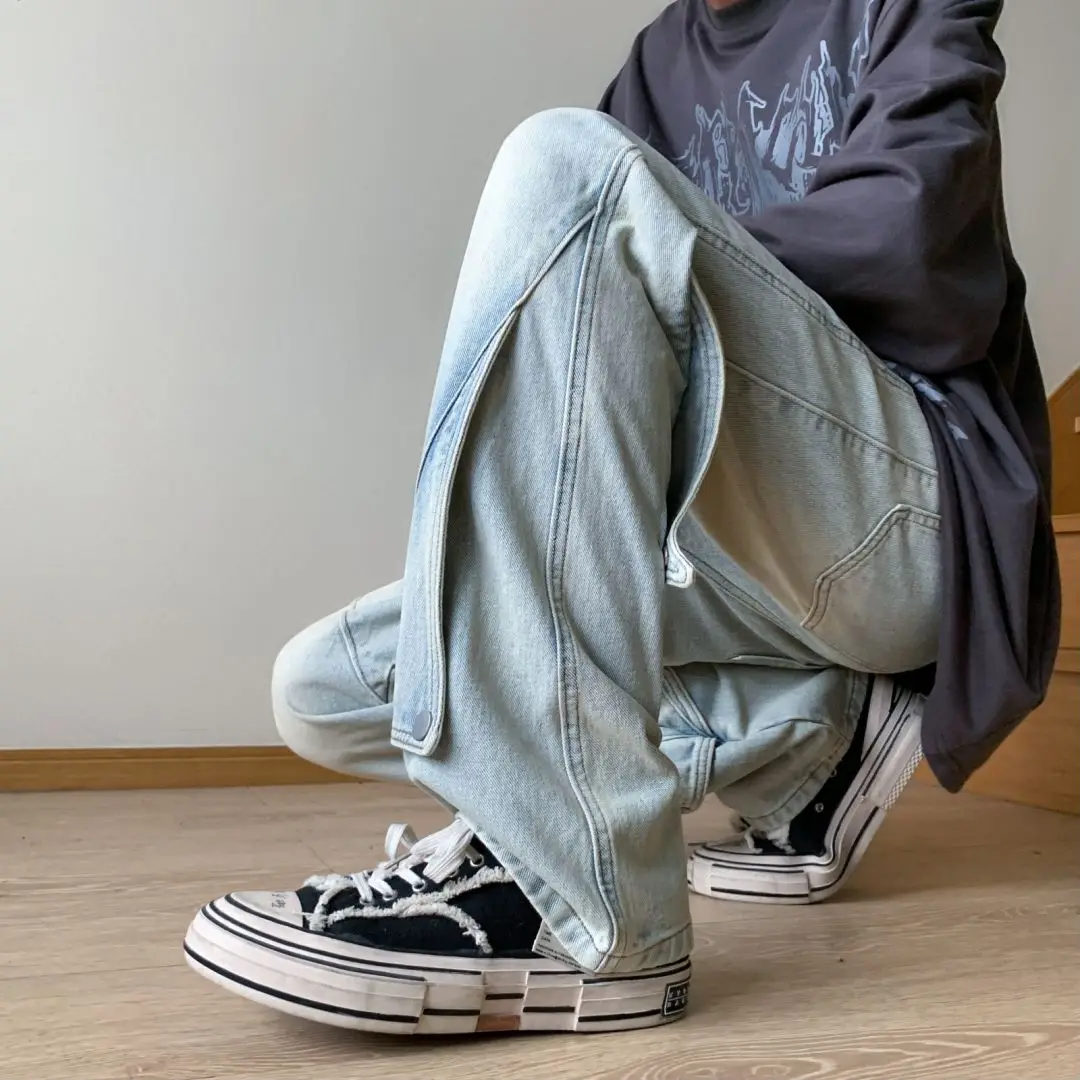 2023 Y2k Streetwear Jeans Men Fashion Baggy Jeans Man Hip Hop Youth Trousers Cross Denim Pants Men Cargo Pants Punk Clothing