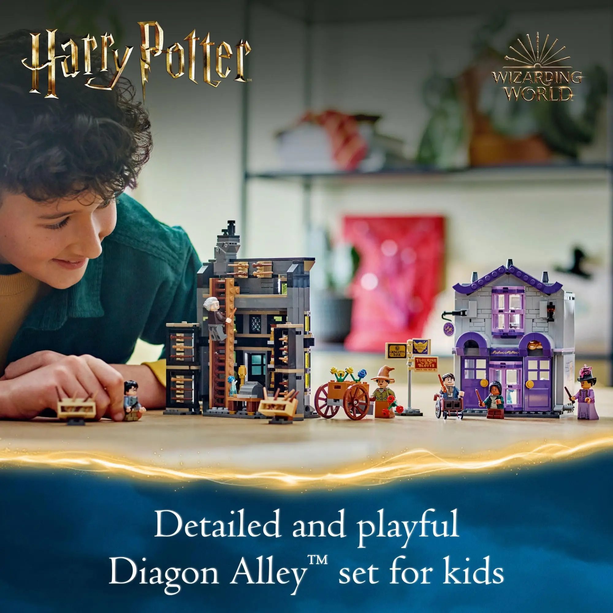 LEGO Harry Potter-76439 Diagon Alley™ Wand Shop and Magic Robe Shop Creative Building Block Toy Ornaments, Room Decoration Gift