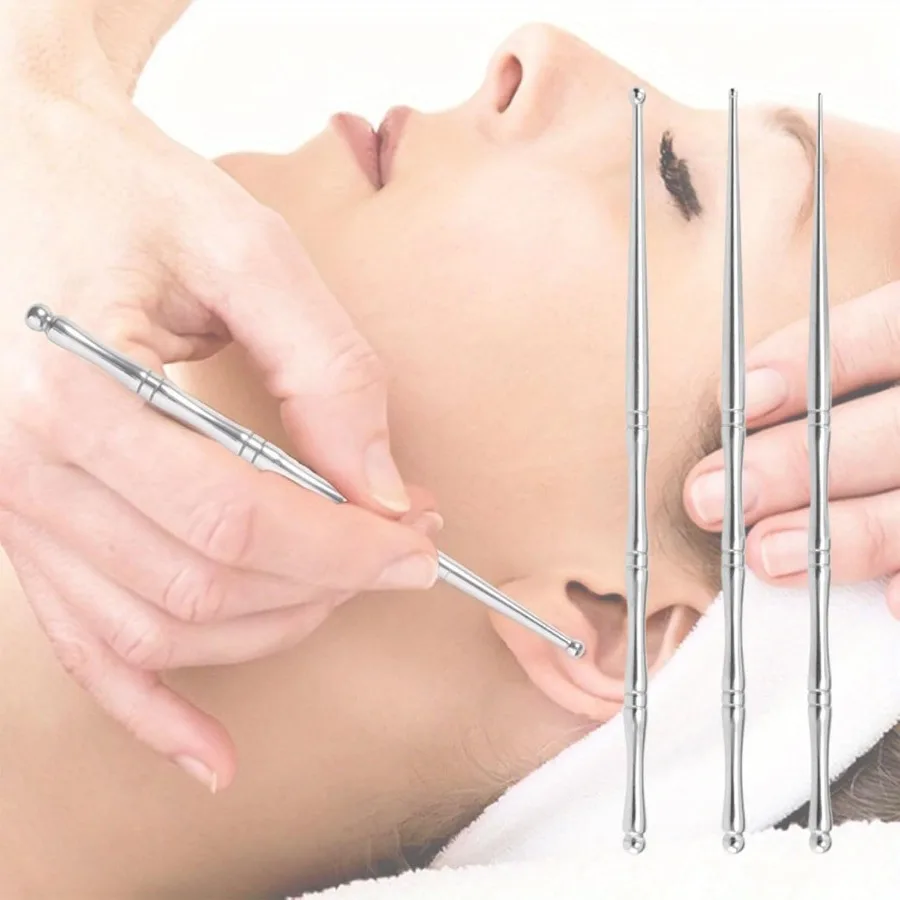 3PCS Stainless Steel Acupressure Pen Set, Double Headed Trigger Point Massager for Face Neck Shoulders, Deep Tissue Tool