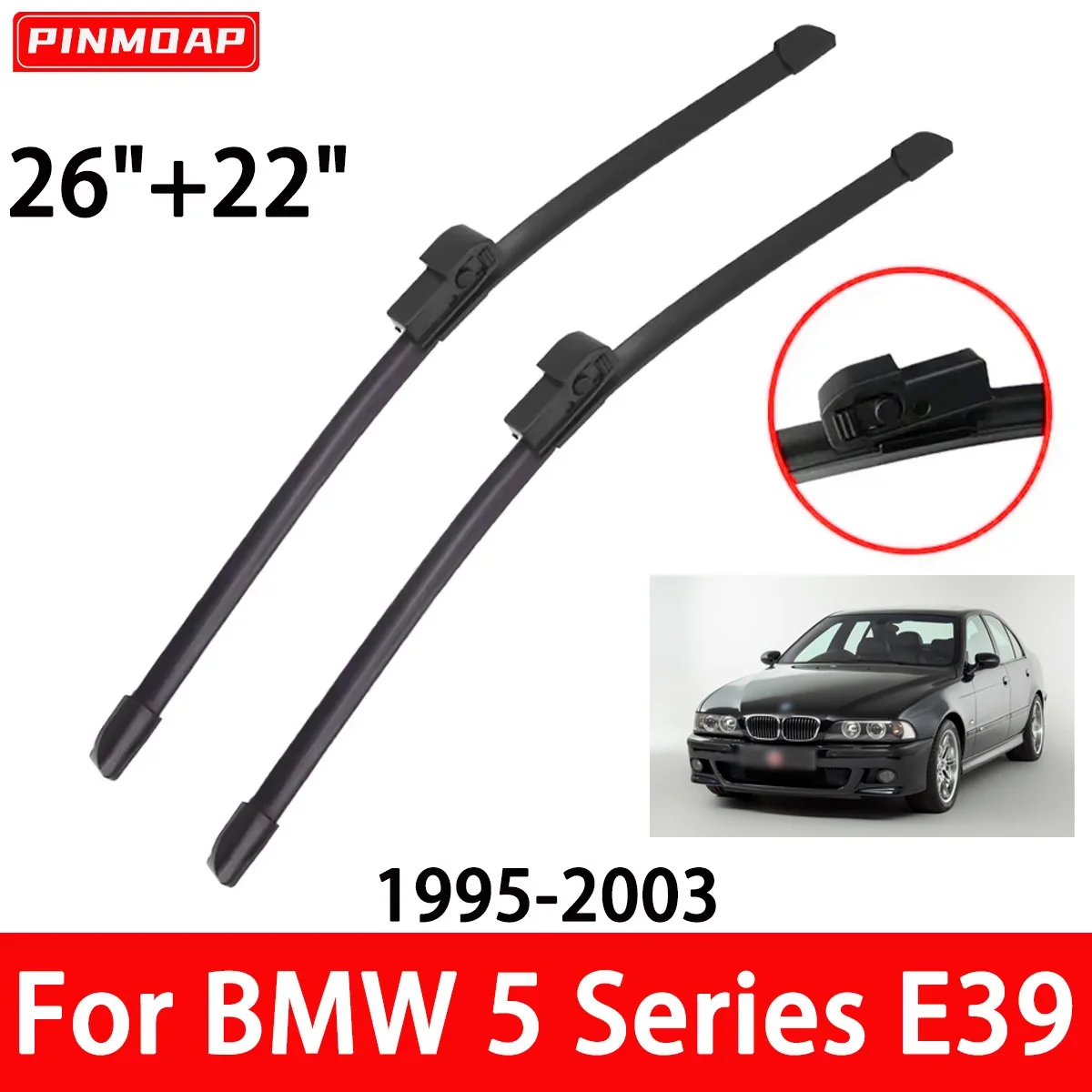 PINMOAP Auto-Scheibenwischer Geeignet für BMW 5er Serie E39 525i 528i 530i 540i M5 1995-2003 Vorderer Wischerblatt Zubehör