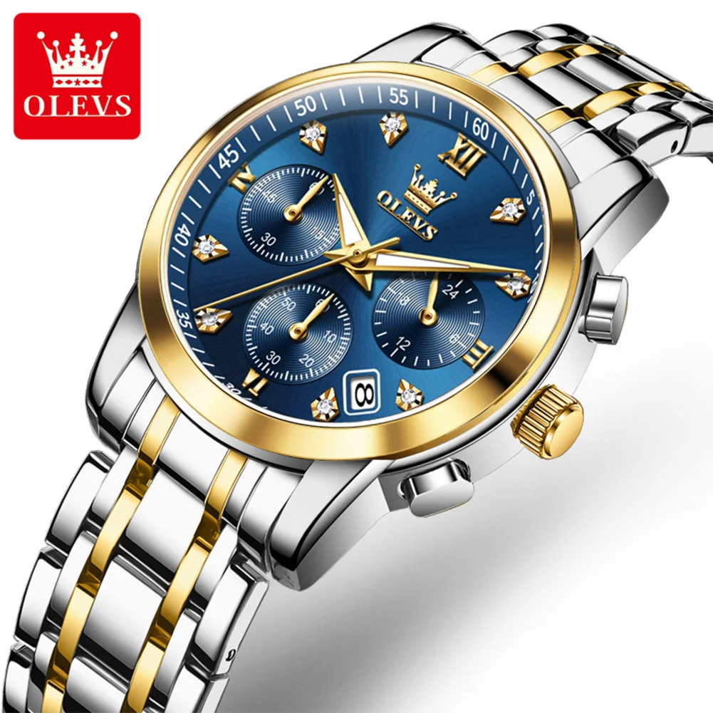 OLEVS Women Watch Luxury Brand Quartz Watch Waterproof Luminous Date Chronograph Women Bracelet Dress Diamond Watch Womens Reloj view 2