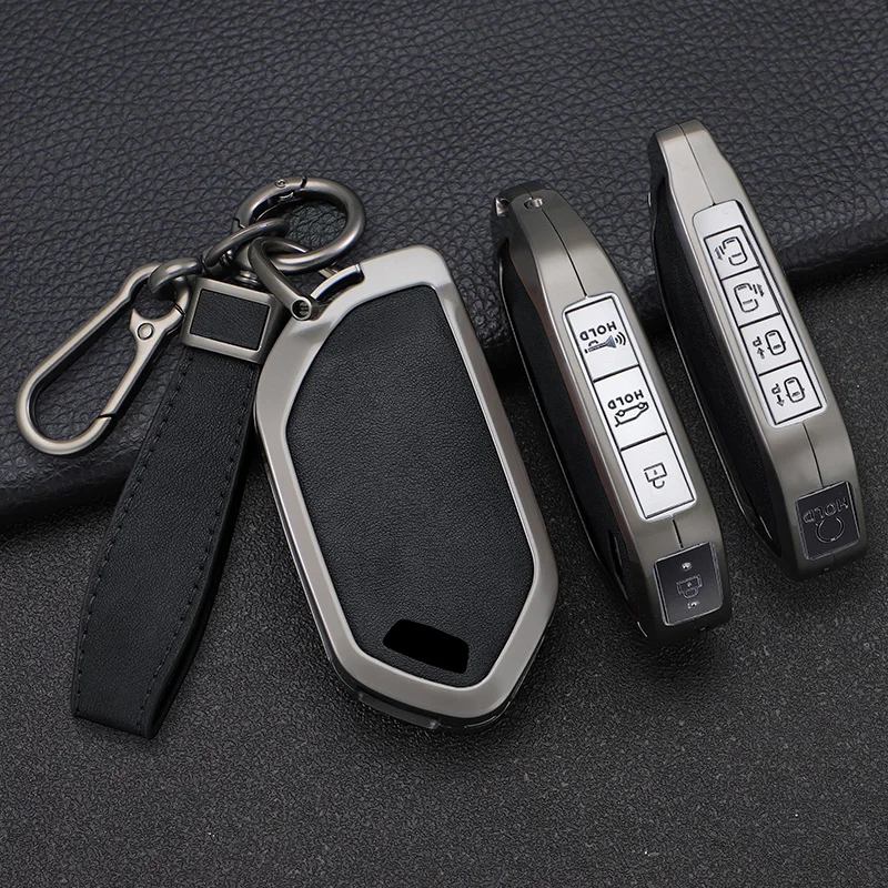 5/6/7/8/9 Buttons Leather Zinc Alloy Car Key Case Cover Protective Shell Fob for Kia Ka4 Car Keychain Interior Accessories