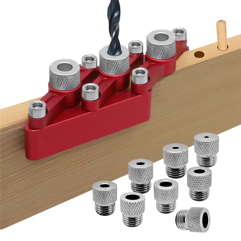 2025+Self Centering Dowelling Jig Woodworking Hole Drill Guide,Dowel Hole Positioner Locator with 3-10Mm Drill Sleeves