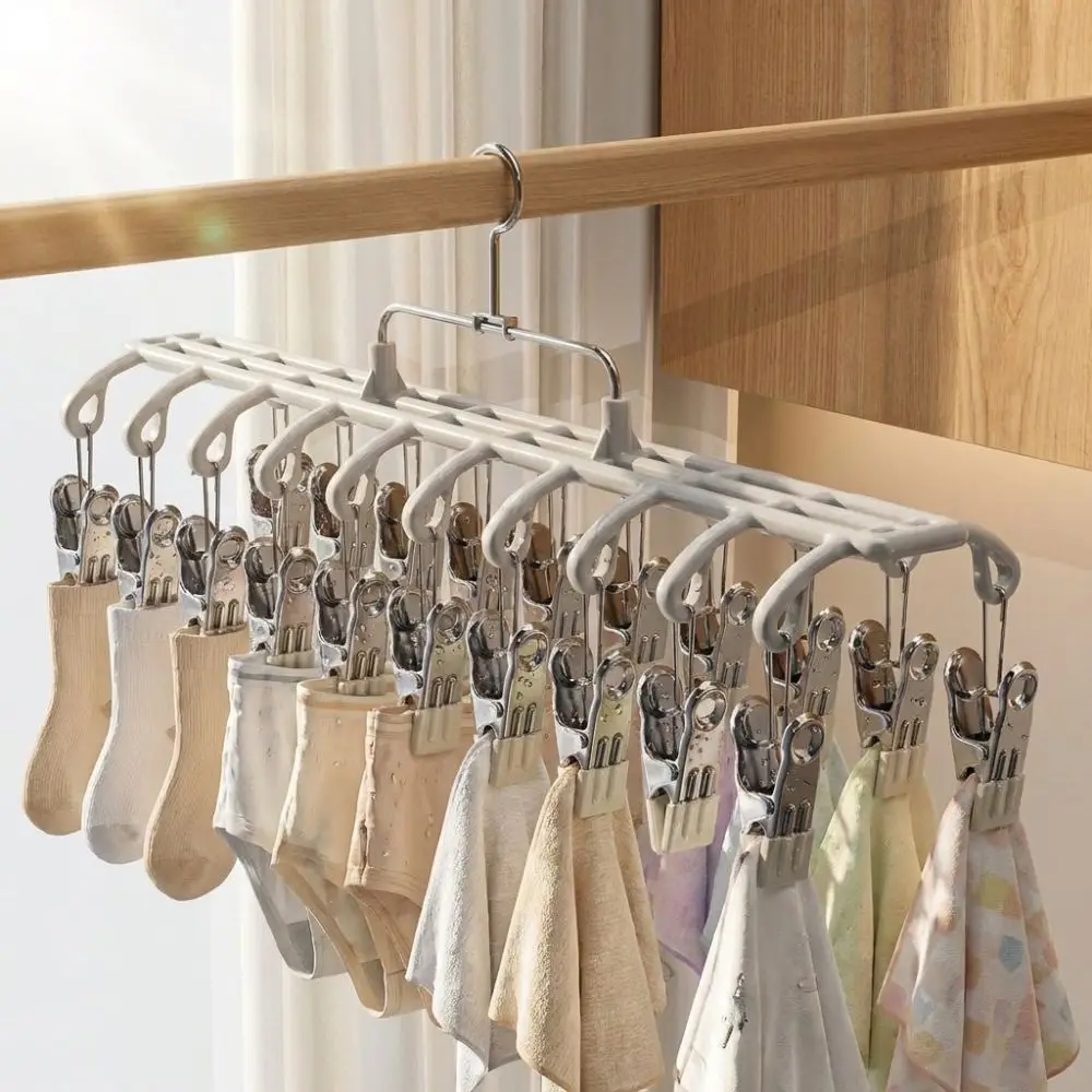 20 Clips Drying Clothes Hanger Non-marking Rustproof Sock Underwear Rack Windproof Corrosion-Resistant Trouser Hanging Hook