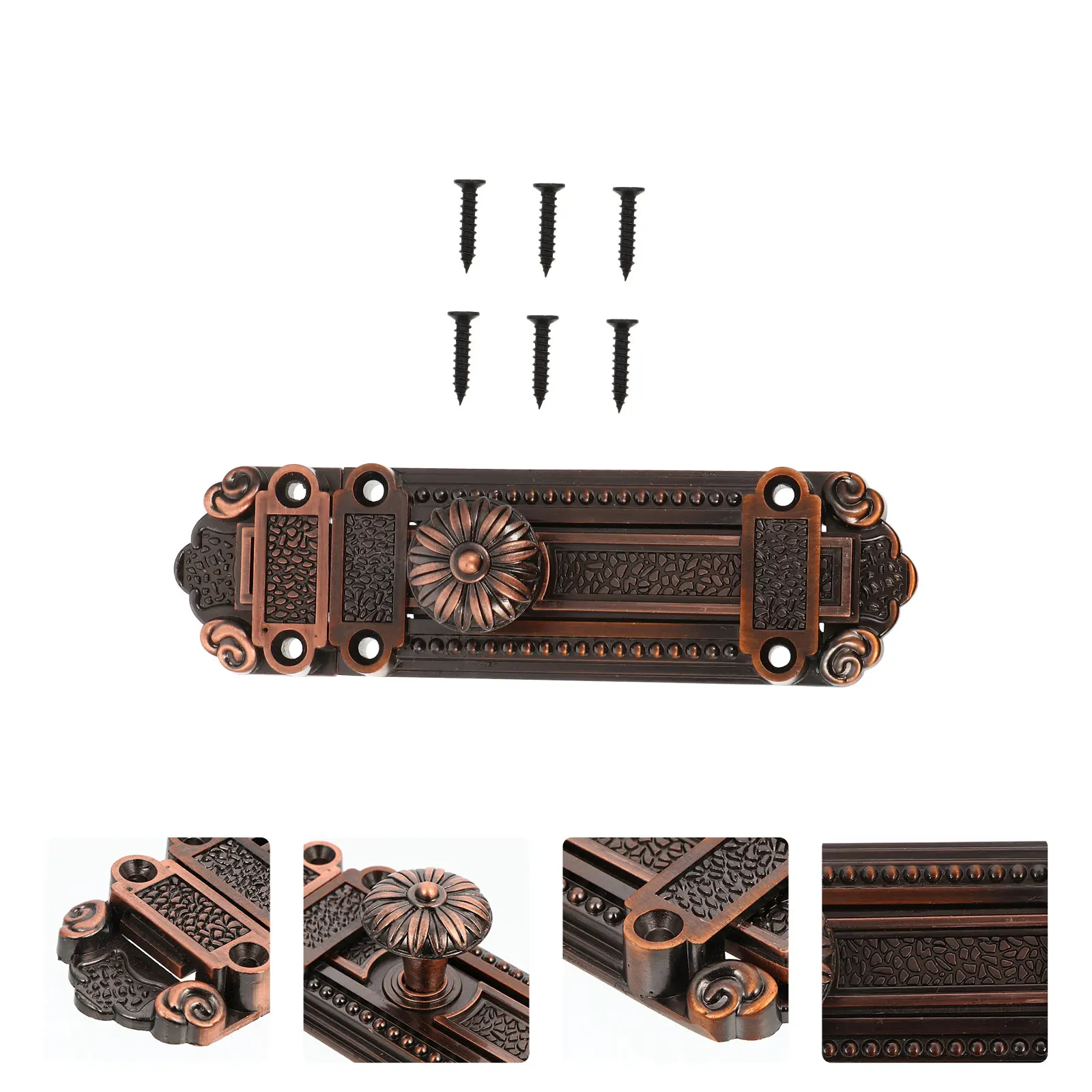 

Retro Zinc Alloy Door Latch Red Ancient Bolt Vintage Hardware Sliding Lock Bathroom Kitchen Garage Durable Lightweight Easy