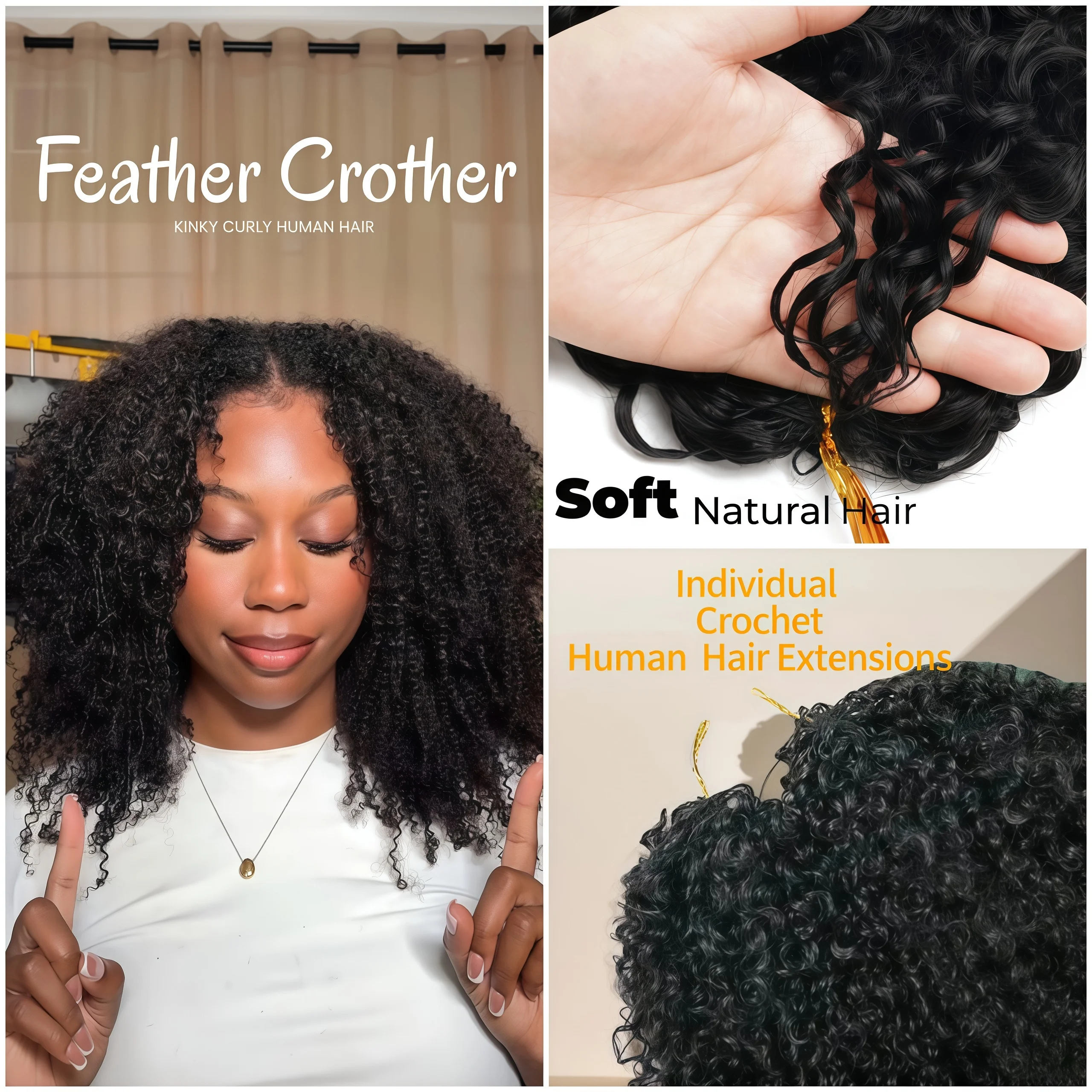 12A الطبيعية قبل فصل الأفرو غريب مجعد الكروشيه الشعر غير مرئية تجعيد الشعر سهلة التركيب Knotless ريشة ضوء نمط حلزوني صغير #3