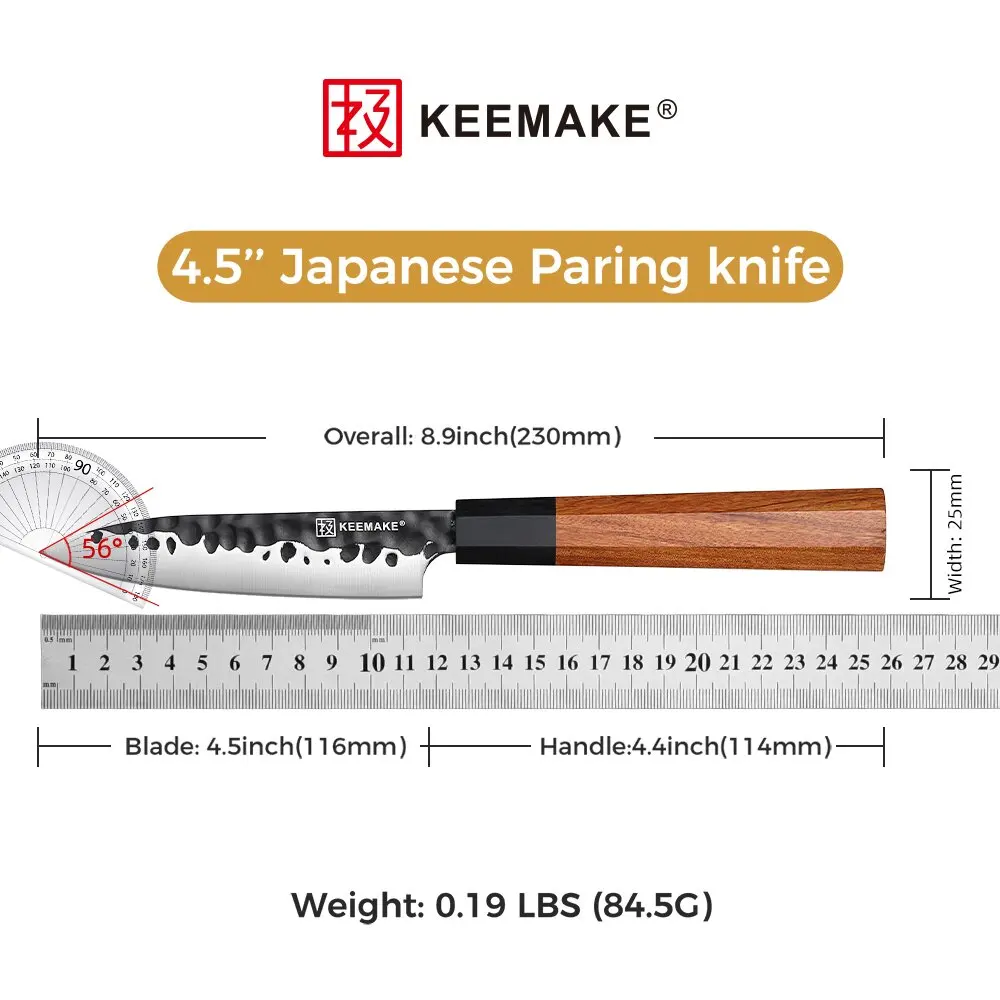 Imagem -06 - Keemake-utility Paring Knife Estilo Japonês Descascador de Frutas de Alto Carbono Cortador de Vegetais Faca de Cozinha 45 Aço Inoxidável