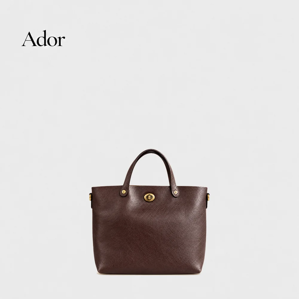 Genuine Leather Tote Bag for Women Large Capacity Top Handle Handbag Turn Lock Shoulder Bag for Work Shopping Travel