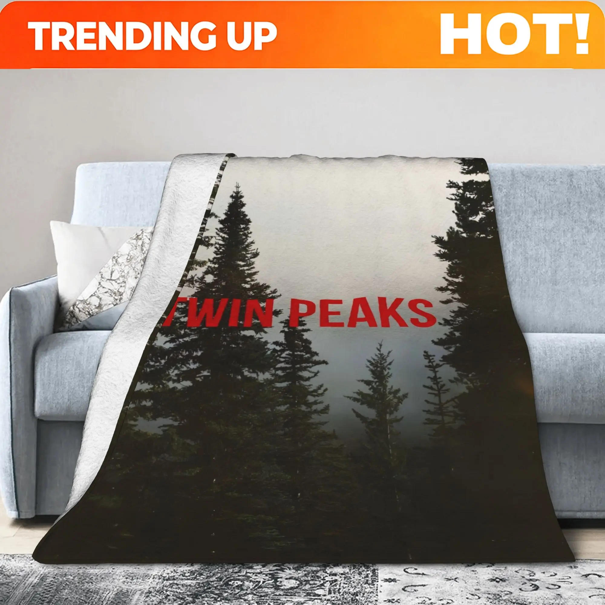 Customize Twin Peaks Themed Blanket - Soft Polyester with Iconic TV Show Logo & Peaks Design, All-Season Cozy Bedspread or Couch
