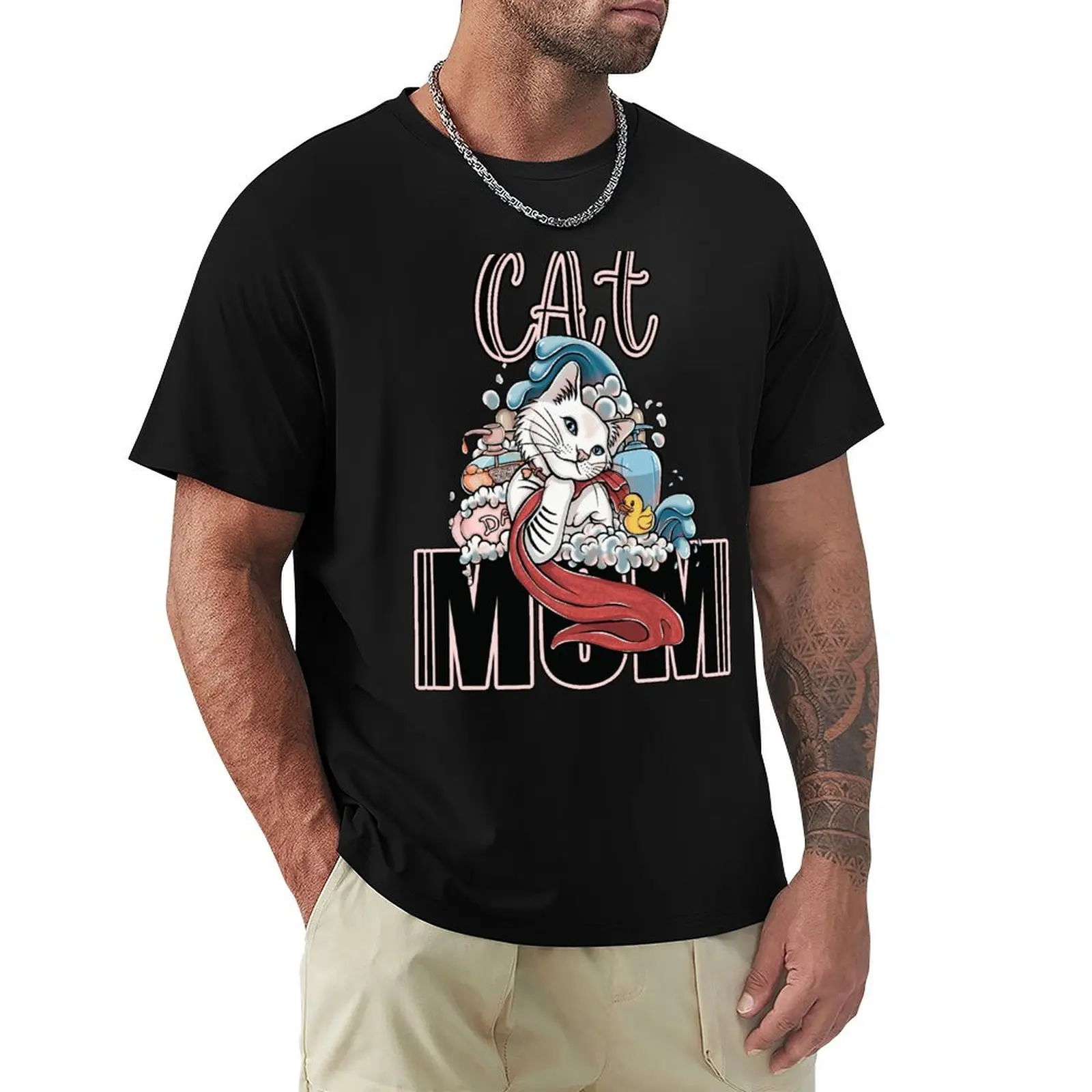 Cat mom, and yellow duckling T-Shirt Plus Size Non-Shrink T-Shirt