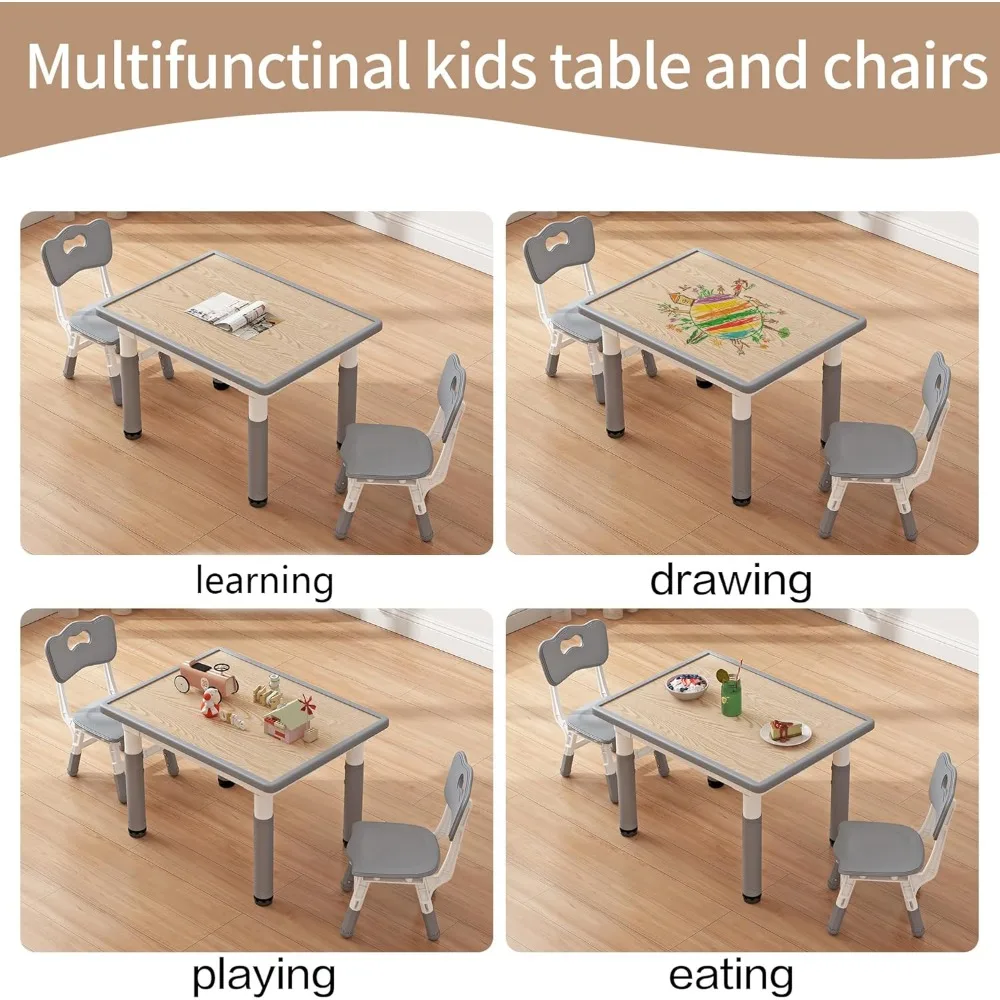 Peuter Tafel En 2 Stoelen, Kindertafel En Stoel Set In Hoogte Verstelbaar, Multifunctionele Kindertafel Om Te Lezen, Tekenen, Eten