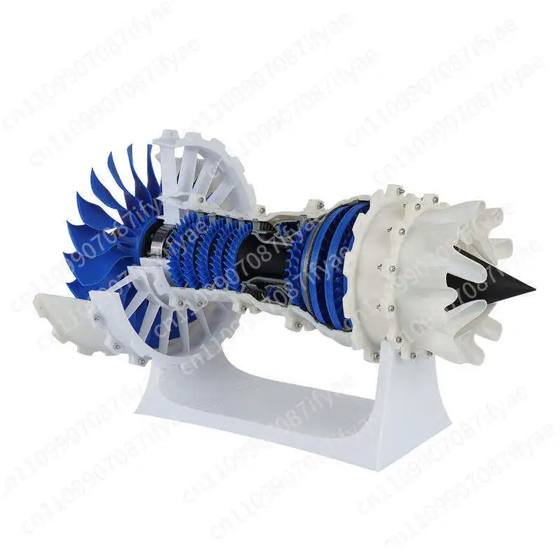 3D-printed jet engine model with rotating turbine blades educational demonstration kit for engineering and STEM learning