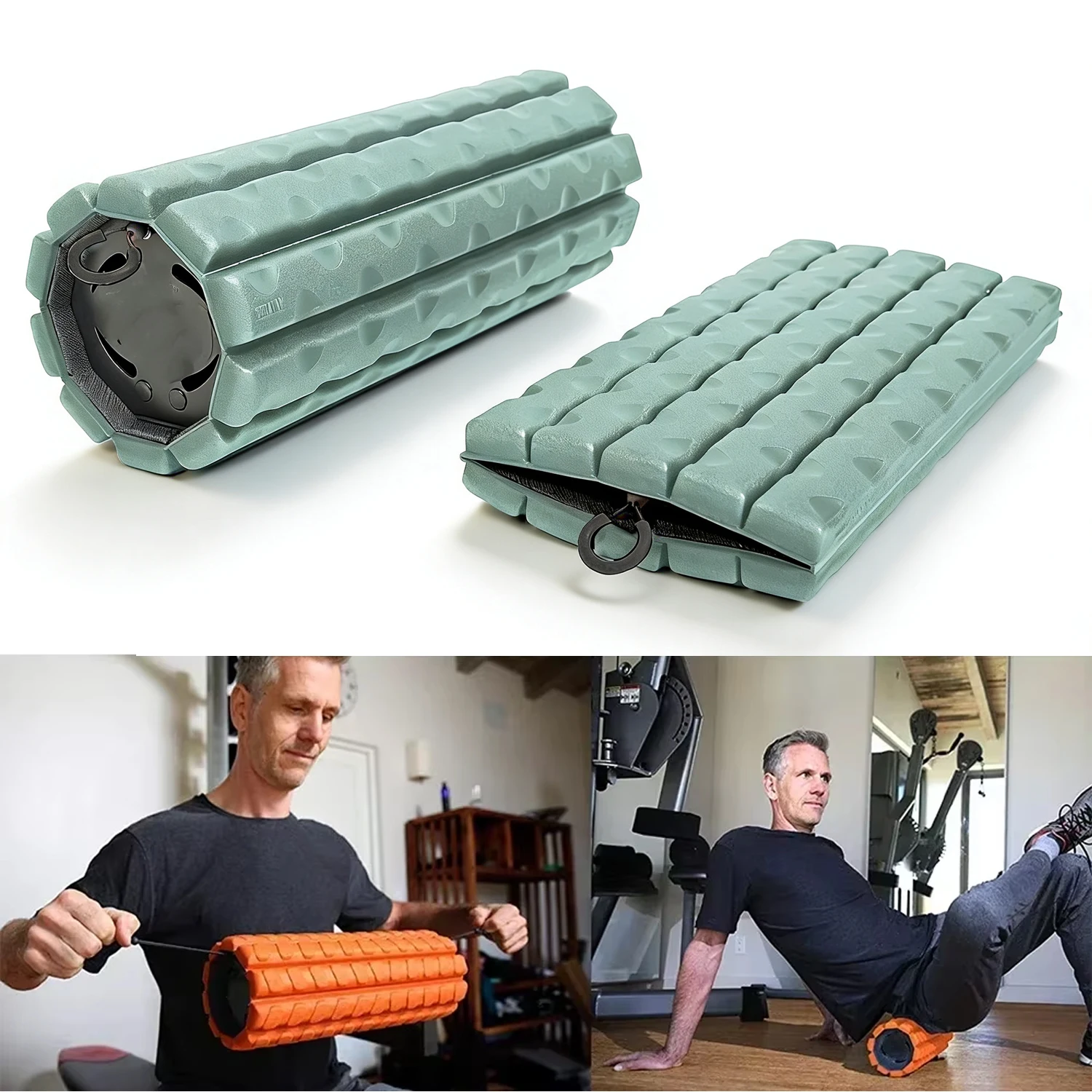 

Foam Roller (Bravo-Sage): Collapsible Travel Foam Roller for Pain Relief, Workout Muscle Recovery, Back Massager