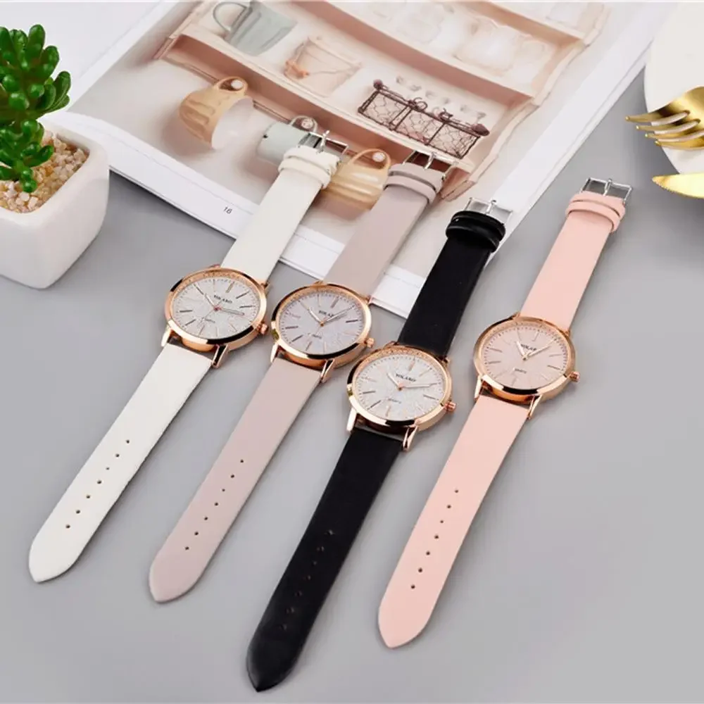 2022 Fashion Casual Ladies Quartz Wrist Watch Pink Simple Retro Women Watches Luxury Brand Female Vintage Leather Clock Luxury