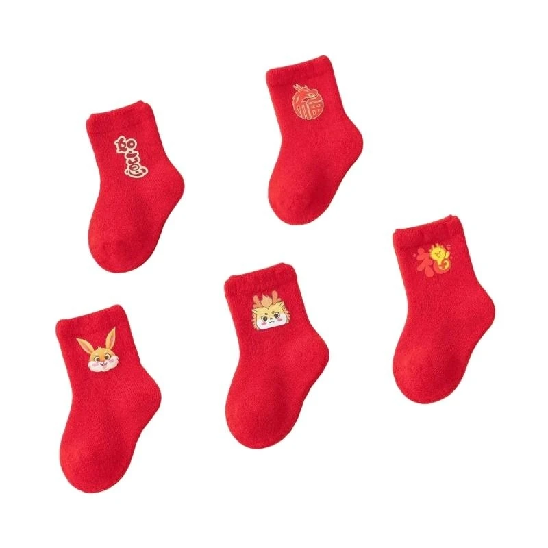 

J15U Уютные флисовые носки для новорожденных, 5 пар теплых носков для осенних и зимних праздников