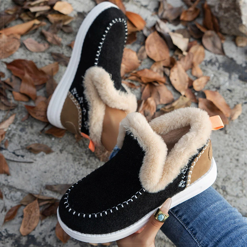 Boots Slip On Fur Boots For Winter Shoes Woman 2025 Snow Botas Mujer Keep Warm Women's Ankle Boots Combat Winter Footwear Women