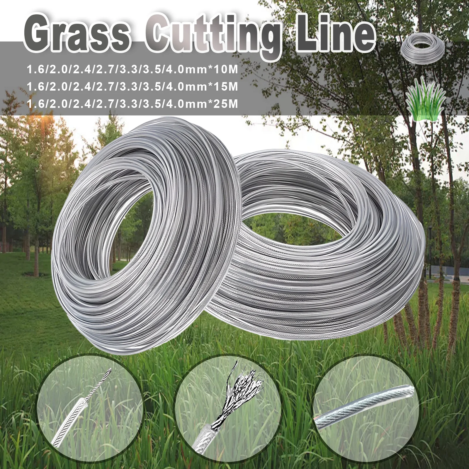 COSY 2.7mm/15m Upgrade Rond Double Core Rope Universal Grass Rope Trimmer Parts For Mower Rolling Grass Trimmer Steel Line