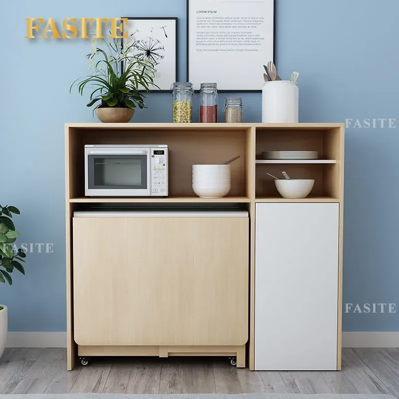 For Small Apartment Folding Dining Table with Chairs Removable Pulley Retractable Multi-functional Simple Household Furniture