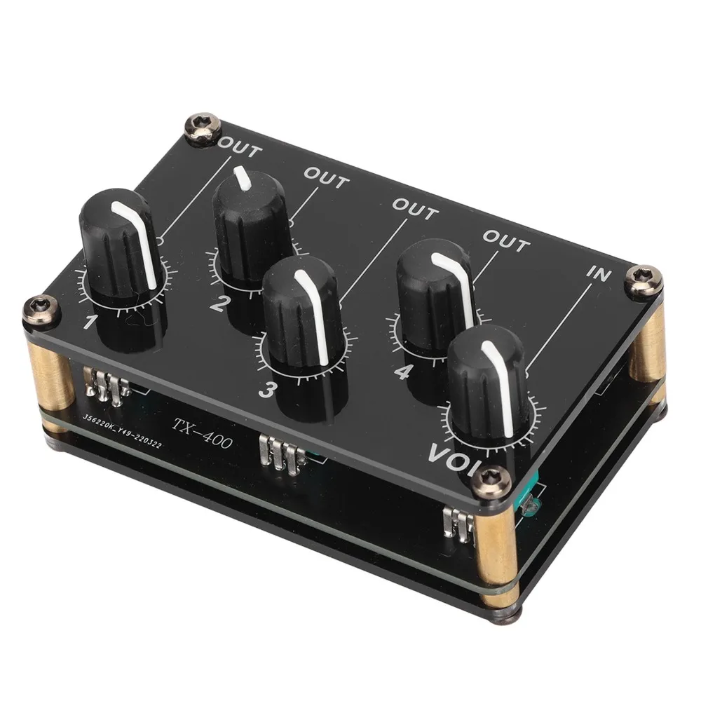 Portable Low Noise Mini Stereo Mixer 1 In 4 Out Volume Controls 4 Channel Passive Mixer 4 Channel Line Mixer Home Studios