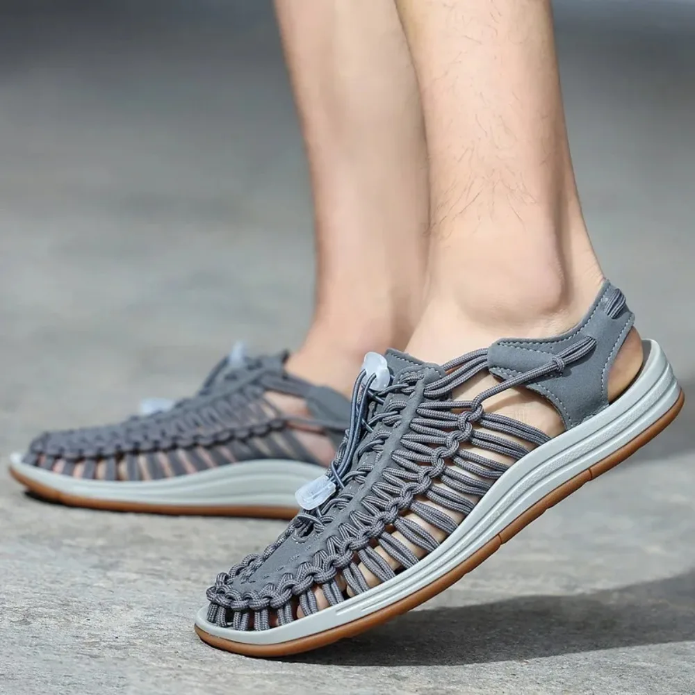 

Summer Men's Outdoor Beach Shoes Multi-Color Large Size Slip-On Casual Breathable Mesh Upper Rubber Sole Lightweight Sandals