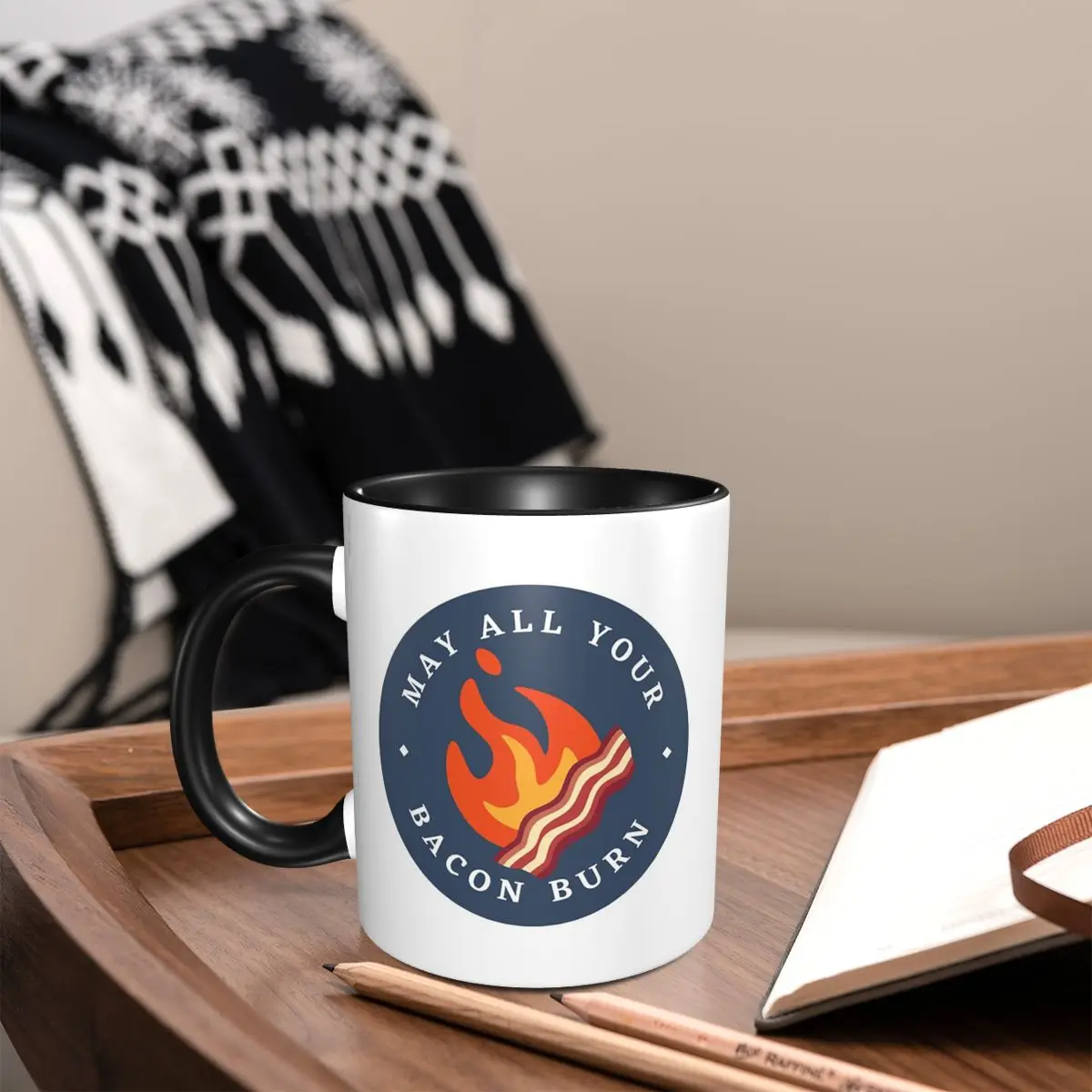 Calcifer May All Your Bacon Burn Mug Funny Ceramic Coffee Cups Tea Mugs Milk Cup Drinkware Gift for Woman Man