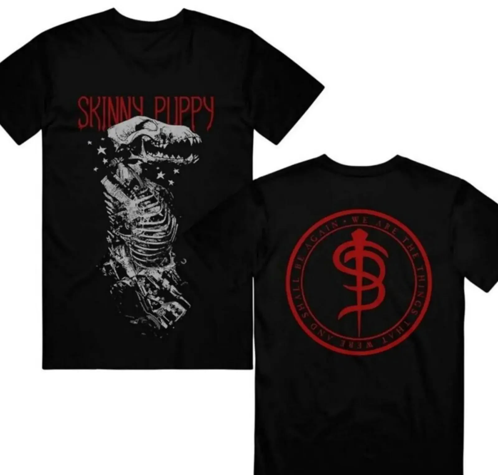 New Rare! Skinny Puppy Band Cotton Black Full Size Unisex 2 Sides Shirt