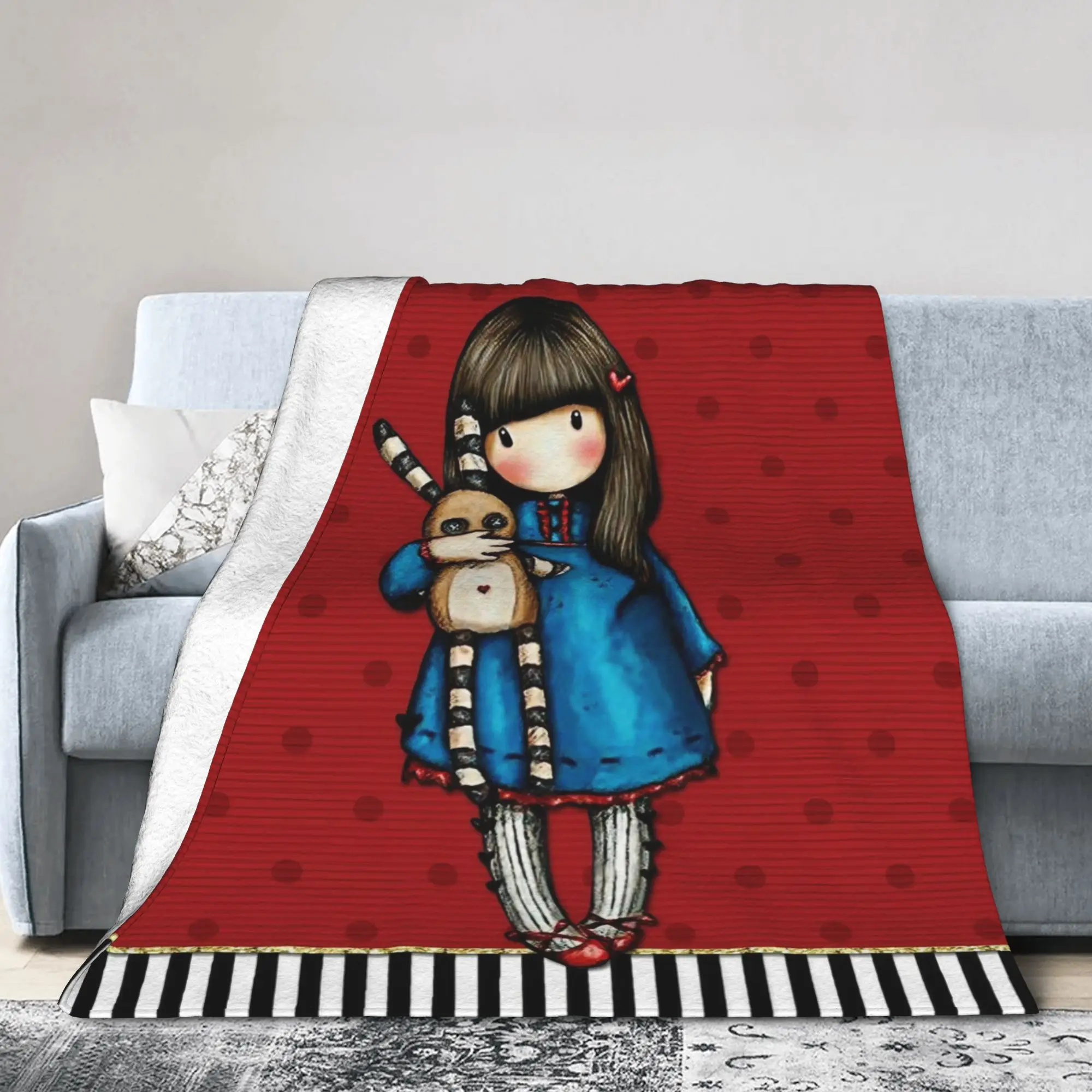 S-Santoro G-Gorjuss Blanket Flannel Decoration  Portable Lightweight Throw Blankets for Bedding Outdoor Plush Thin Quilt