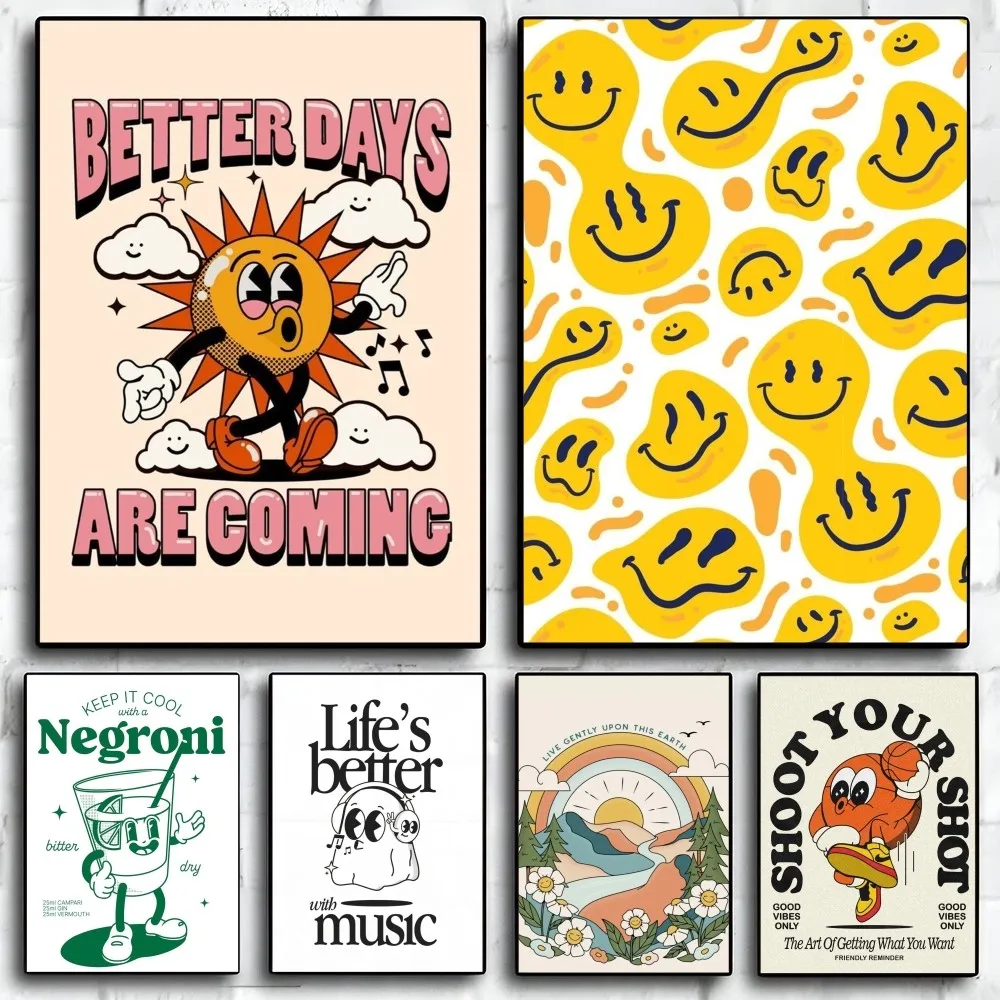 

1 шт., самоклеящийся настенный постер со смайликом