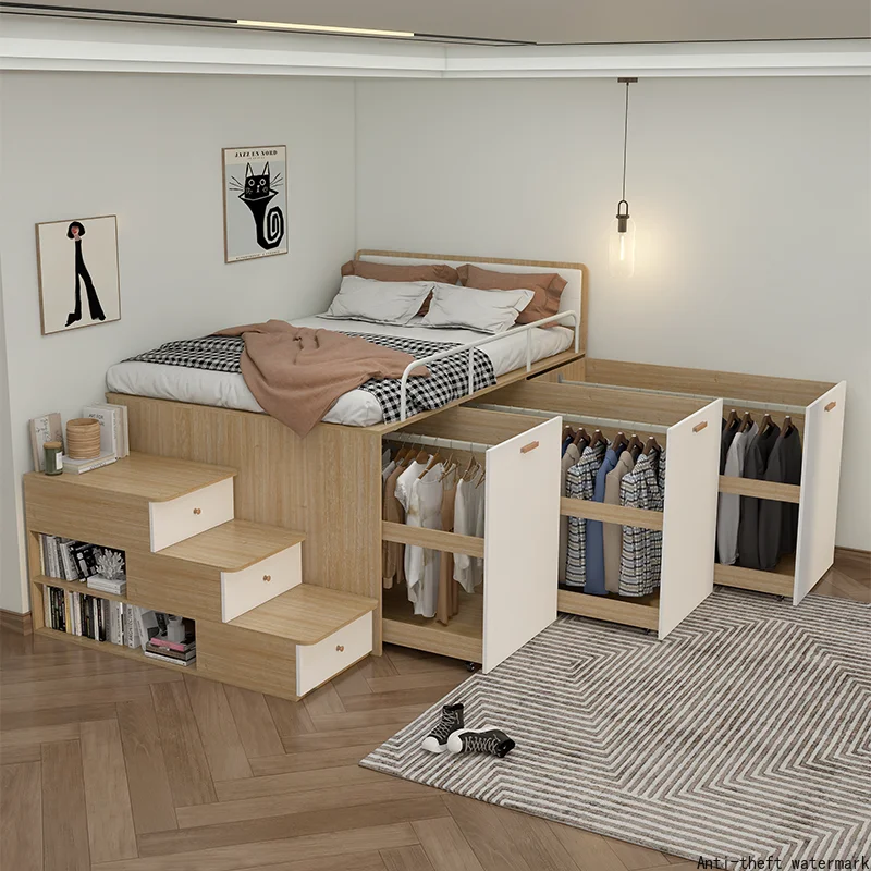 

2025 Hot Selling Model: Customizable Small Apartment Children's Half-Height Bed Combination with Tatami Bed and Wardrobe