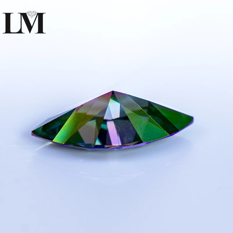 Moissanite Stone Rainbow Green Color Marquise Cut Gemstone Lab Grown Diamond For DIY Charms Woman Jewelry Making Materials