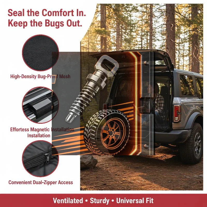 Hands-Free Magnetic RV Tailgate Insect Fly Screen Net Sturdy Mesh Fits T5  Camper Van Camping RV Replacement Parts