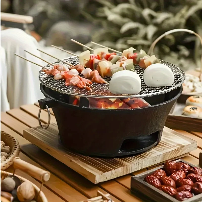 KL1 Cast Iron Oven Fireplace Charcoal And Alcohol Stove Barbecue Family Outdoor Picnic Water Tea Boiling Stove Garden Camping view 2