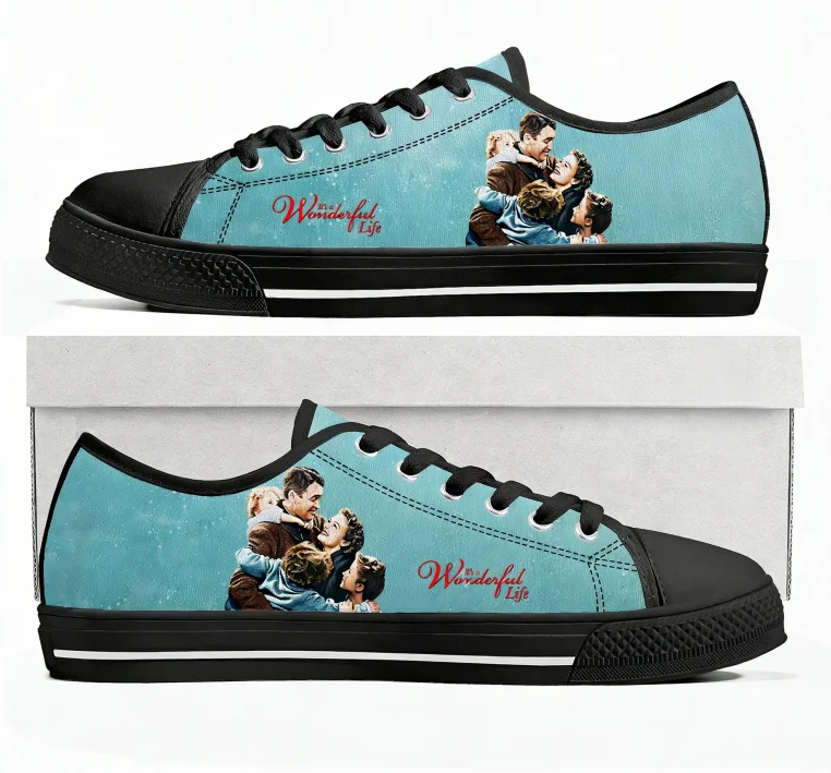 

Кроссовки It's A Wonderful Life Low Top высокого качества для мужчин, женщин и подростков, повседневные кеды из канваса с узорами, обувь на заказ