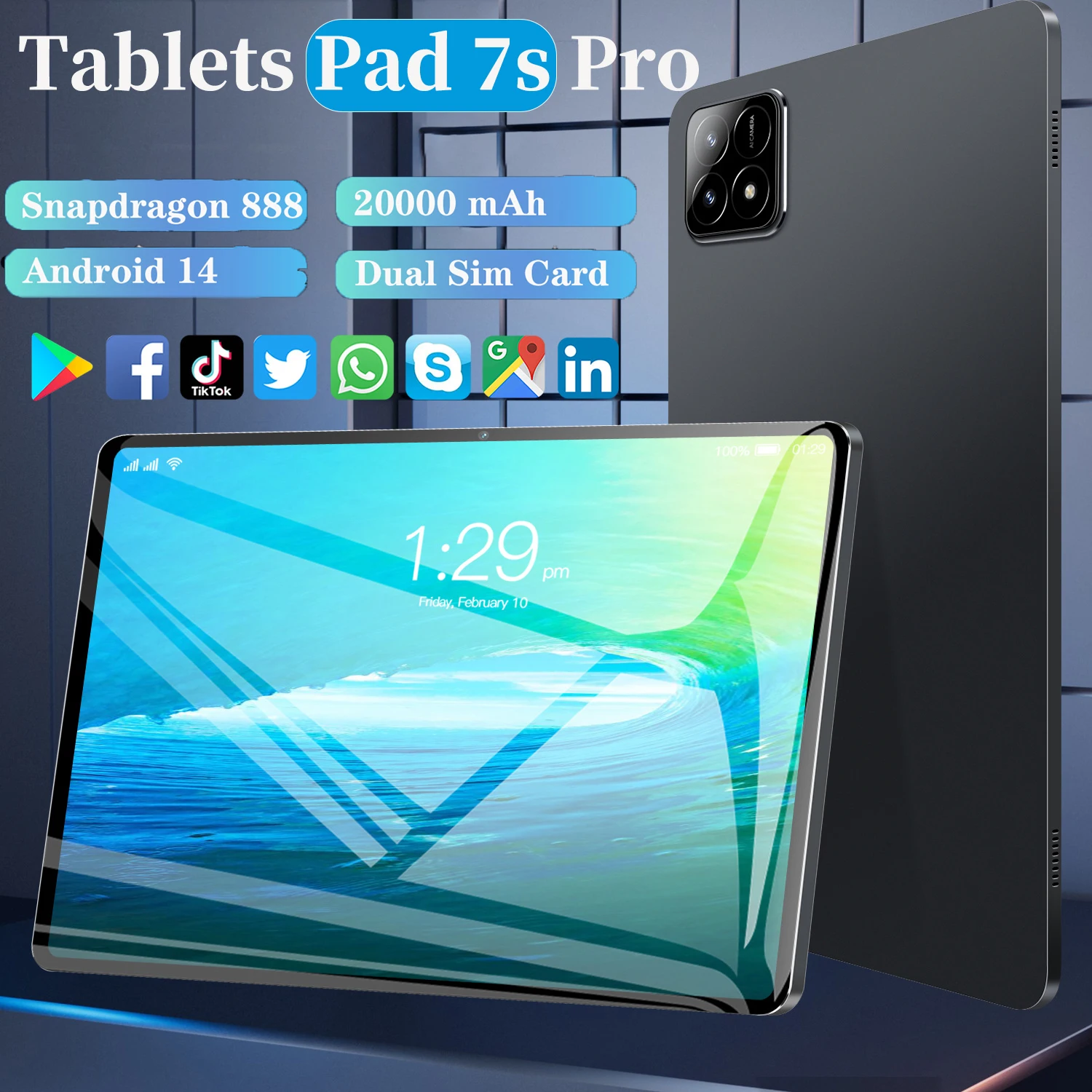 

2025 New Global Edition Pad 7S Pro Tablet PC Android 14 Snapdragon 8 gen2 HD Screen 16GB 1TB 5G Tablet Dual SIM WIFI GPS Tablets