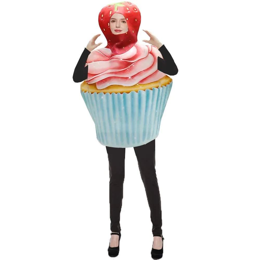 Halloween Party Donut Strawberry Cake Props Stage Costumes Food Funny Outfit for Adult