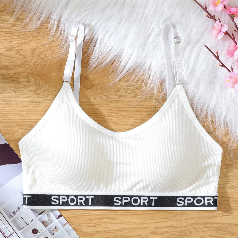 Women's Sports Bra Vest Chest-Wrapped Letter Sling with Three Rows Three Buckles Beautiful Back Tube Top Bralette Underwear